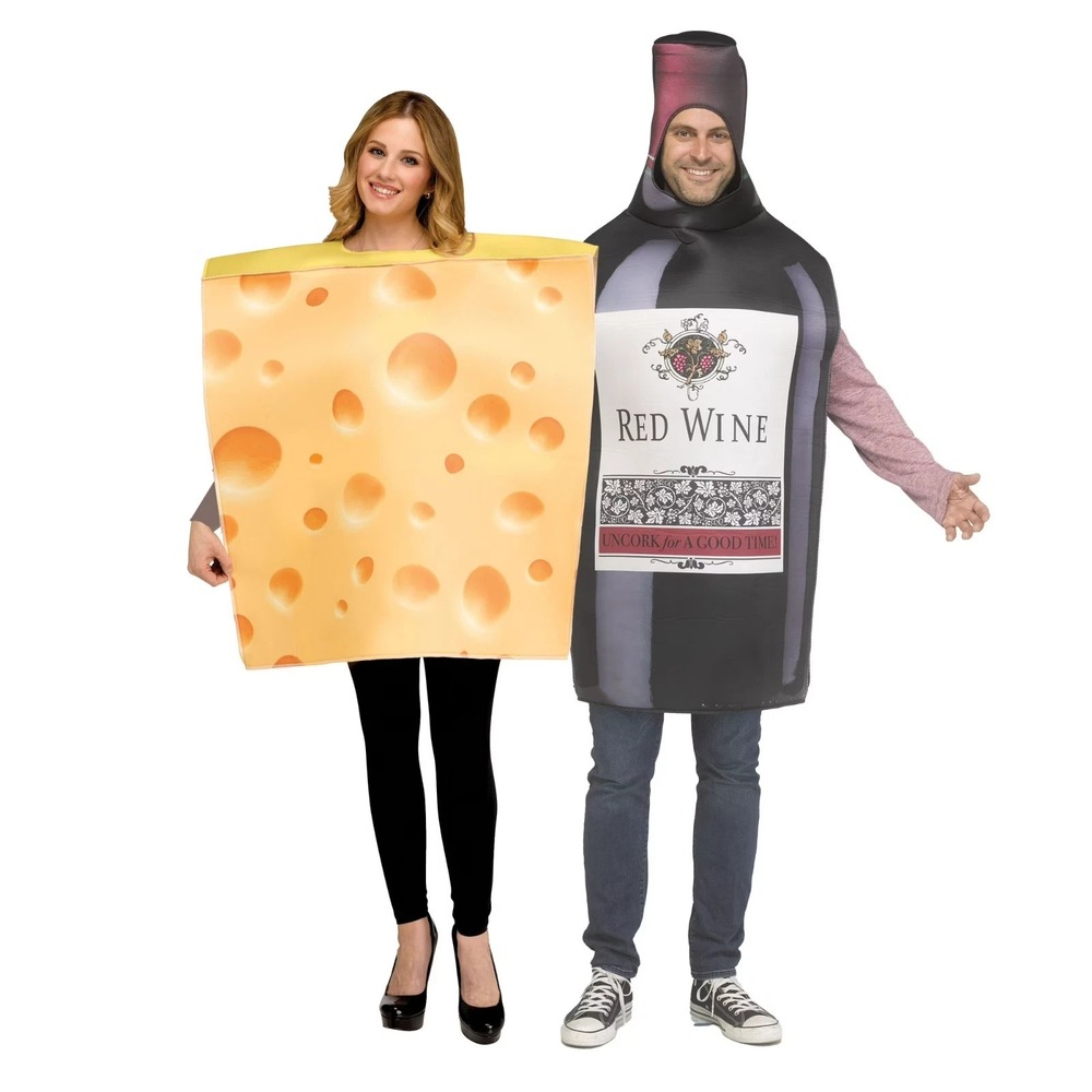 Way to Celebrate Wine & Cheese Couples Costume Adult Fits XS-XL Halloween 2 PK: